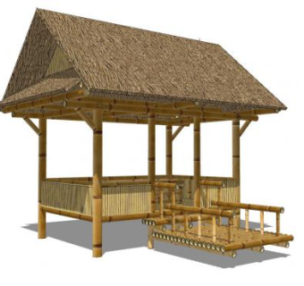 乡村茅草竹亭子SU模型下载_sketchup草图大师SKP模型