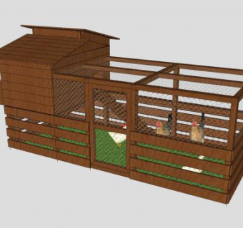 木制鸡笼鸡舍鸡窝SU模型下载_sketchup草图大师SKP模型