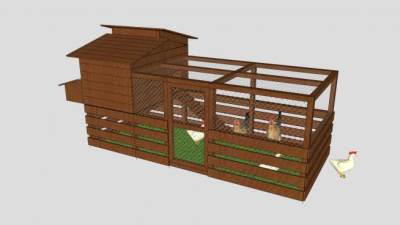 木制鸡笼鸡舍鸡窝SU模型下载_sketchup草图大师SKP模型