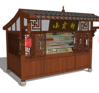 小卖部贩售亭贩卖亭SU模型下载_sketchup草图大师SKP模型