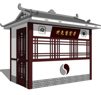 中式特色贩售亭SU模型下载_sketchup草图大师SKP模型