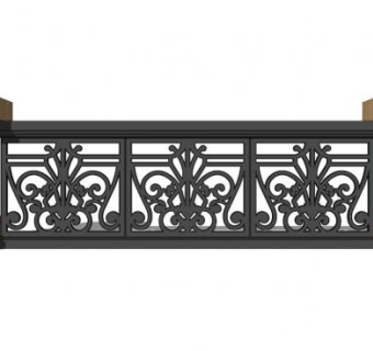 大理石铁艺围栏护栏栏杆SU模型下载_sketchup草图大师SKP模型