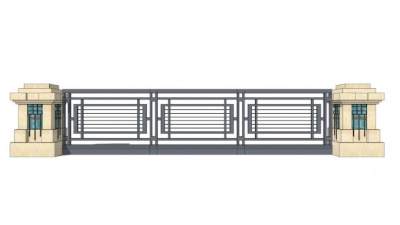 豪华铁艺围栏护栏栏杆SU模型下载_sketchup草图大师SKP模型