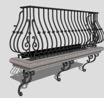 黑色铁艺围栏护栏栏杆SU模型下载_sketchup草图大师SKP模型