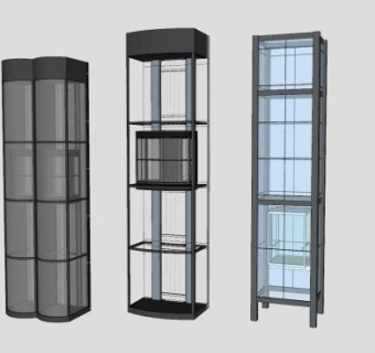 三个观光电梯SU模型下载_sketchup草图大师SKP模型