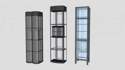 三个观光电梯SU模型下载_sketchup草图大师SKP模型
