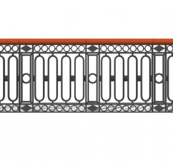 红色铁艺围栏护栏栏杆SU模型下载_sketchup草图大师SKP模型