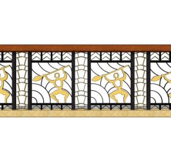 户外铁艺围栏栏杆SU模型下载_sketchup草图大师SKP模型