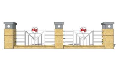 黄色铁艺护栏栏杆SU模型下载_sketchup草图大师SKP模型