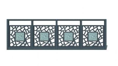 绿色铁艺铁花围栏护栏栏杆SU模型下载_sketchup草图大师SKP模型