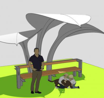 创意凉棚户外景观座椅SU模型下载_sketchup草图大师SKP模型