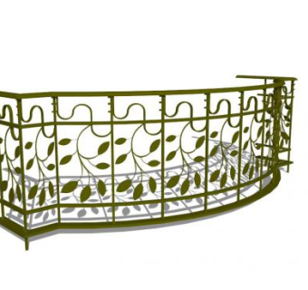 绿色铁艺围栏护栏栏杆SU模型下载_sketchup草图大师SKP模型