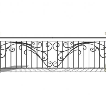 欧式小区铁艺围栏护栏栏杆SU模型下载_sketchup草图大师SKP模型