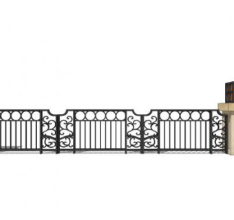铁花铁艺围栏护栏栏杆SU模型下载_sketchup草图大师SKP模型