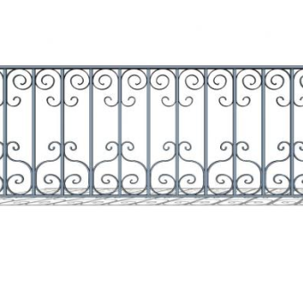 铁艺花纹栏杆SU模型下载_sketchup草图大师SKP模型