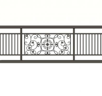 铁艺图案围栏护栏栏杆SU模型下载_sketchup草图大师SKP模型
