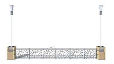 铁艺围栏护栏栏杆灯SU模型下载_sketchup草图大师SKP模型