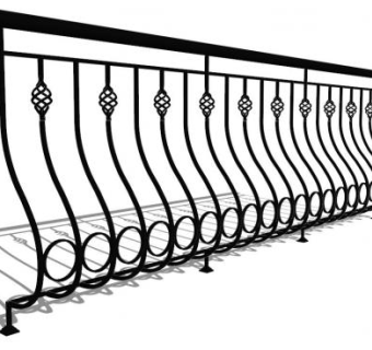 弯曲铁艺围栏护栏栏杆SU模型下载_sketchup草图大师SKP模型