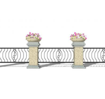 鲜花铁艺围栏护栏栏杆SU模型下载_sketchup草图大师SKP模型