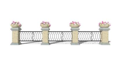 鲜花铁艺围栏护栏栏杆SU模型下载_sketchup草图大师SKP模型