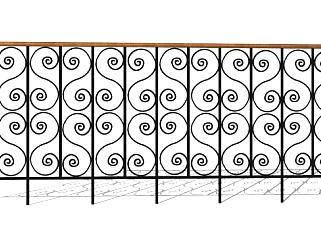 现代花纹铁艺围栏护栏栏杆SU模型下载_sketchup草图大师SKP模型