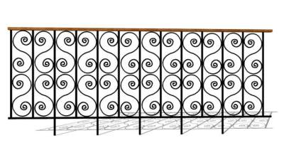 现代花纹铁艺围栏护栏栏杆SU模型下载_sketchup草图大师SKP模型