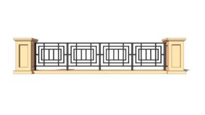 中式铁艺护栏栏杆SU模型下载_sketchup草图大师SKP模型