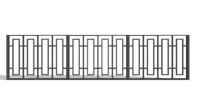 中式铁艺围栏护栏栏杆SU模型下载_sketchup草图大师SKP模型