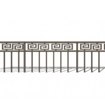 中式图案铁艺围栏护栏栏杆SU模型下载_sketchup草图大师SKP模型
