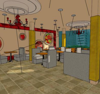 餐厅设计SU模型下载_sketchup草图大师SKP模型