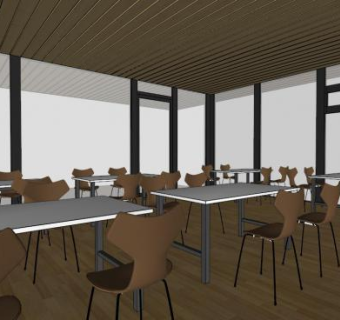 湖边餐厅空间SU模型下载_sketchup草图大师SKP模型