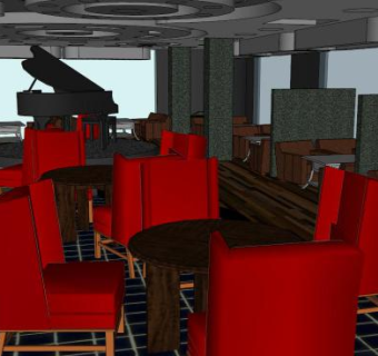 咖啡厅模型SU模型下载_sketchup草图大师SKP模型