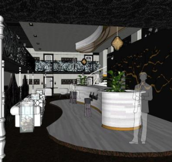 现代风格咖啡厅sketchup模型下载_sketchup草图大师SKP模型