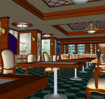 西餐厅SU模型下载_sketchup草图大师SKP模型