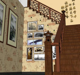 中式餐厅超精SU模型下载_sketchup草图大师SKP模型