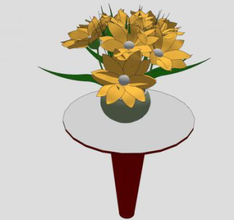 黄花鲜花盆栽SU模型下载_sketchup草图大师SKP模型