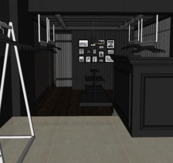 黑灰色服装店SU模型下载_sketchup草图大师SKP模型