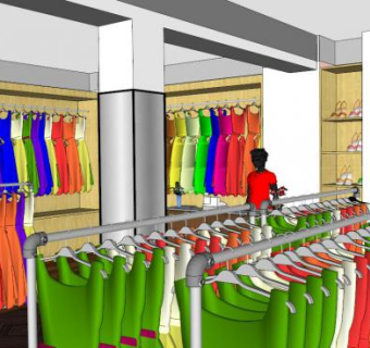 女装服装店SU模型下载_sketchup草图大师SKP模型