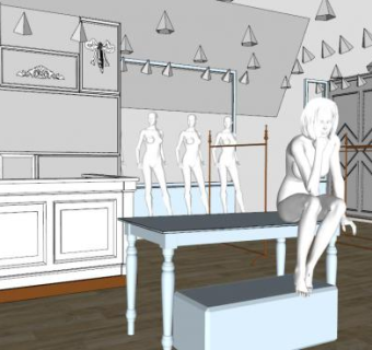 欧式服装店SU模型下载_sketchup草图大师SKP模型