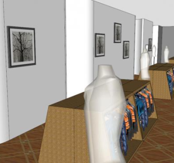 现代简约服装店SU模型下载_sketchup草图大师SKP模型