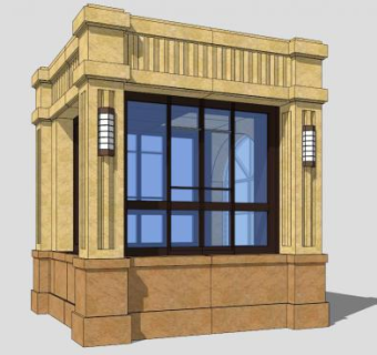 岗亭保安亭保安室SU模型下载_sketchup草图大师SKP模型