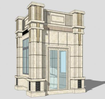 欧式岗亭保安亭保安室SU模型下载_sketchup草图大师SKP模型