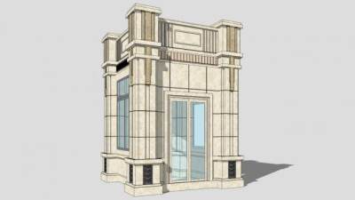 欧式岗亭保安亭保安室SU模型下载_sketchup草图大师SKP模型