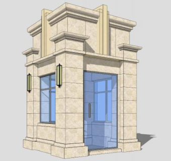 小区岗亭保安亭保安室SU模型下载_sketchup草图大师SKP模型