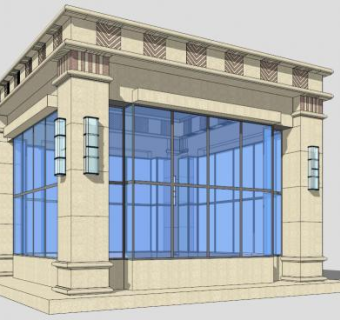 新欧式岗亭保安亭保安室SU模型下载_sketchup草图大师SKP模型