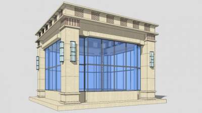 新欧式岗亭保安亭保安室SU模型下载_sketchup草图大师SKP模型