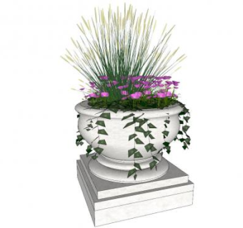 紫色植物花钵盆栽sketchup模型下载_sketchup草图大师SKP模型