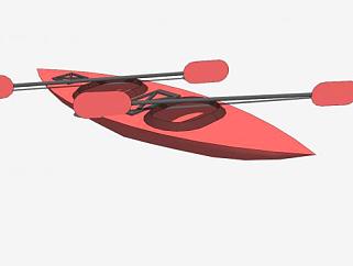 双人皮艇划艇SU模型下载_sketchup草图大师SKP模型