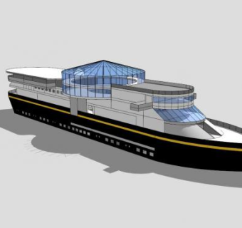 小型游轮SU模型下载_sketchup草图大师SKP模型
