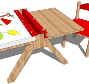 单人儿童椅SU模型下载_sketchup草图大师SKP模型